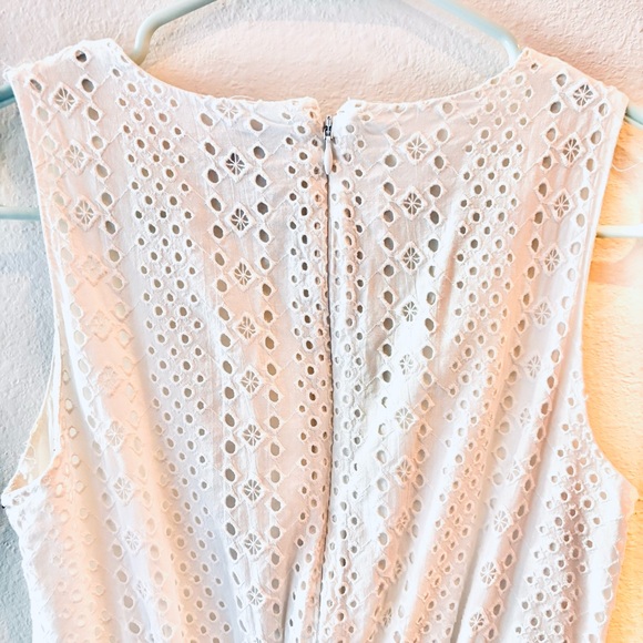 J. Crew White Eyelet Sleeveless Dress w/ Ruffled Hem • Sz. 00P - Picture 11 of 12